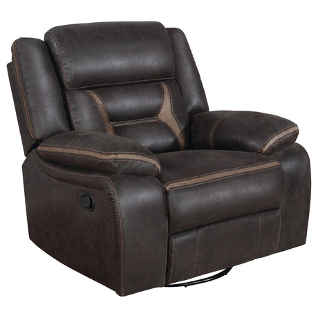 Furniture City Houma - Coaster - Greer Upholstered Swivel Glider Recliner Chair Brown - 651356
