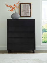 Danziar - Five Drawer Wide Chest - Black