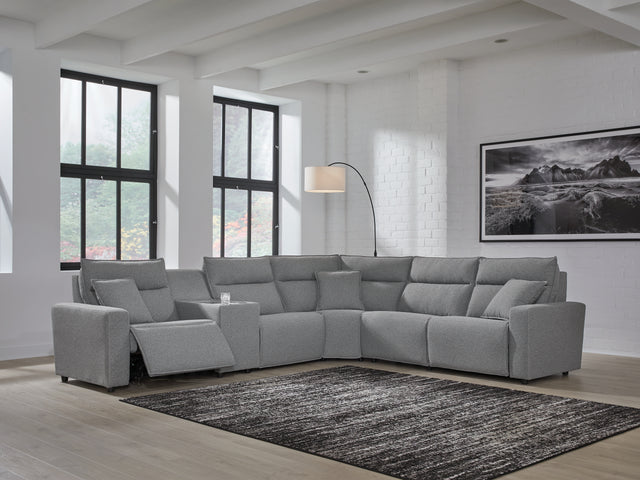 Furniture City Houma - Ashley Furniture - ModMax II 6-Piece Power Reclining Sectional - 6-Piece Power Reclining Sectional / Salt and Pepper - 65906S10