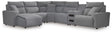 Furniture City Houma - Ashley Furniture - ModMax II 6-Piece Reclining Sectional with Chaise and Audio Console - 6-Piece Reclining Sectional with Chaise and Audio Console / Salt and Pepper - 65906S29