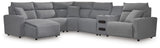 Furniture City Houma - Ashley Furniture - ModMax II Sectional - 6-Piece Reclining Sectional with Chaise and Audio Console / Salt and Pepper - 65906S29