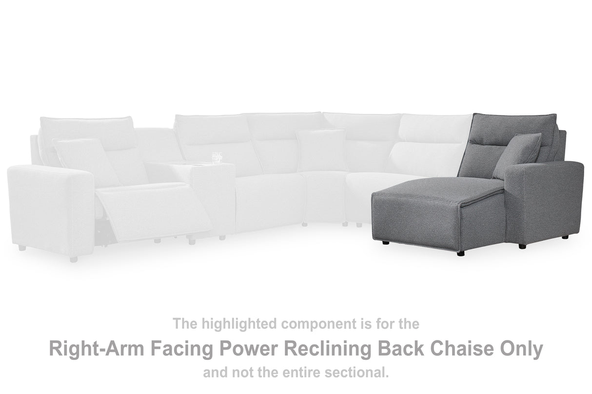 Furniture City Houma - Ashley Furniture - ModMax II Sectional - RAF Press Back Power Chaise / Salt and Pepper - 6590697