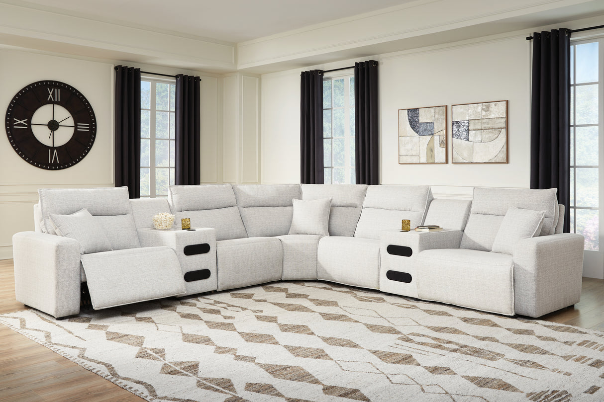 Furniture City Houma - Ashley Furniture - Modmax II 7-Piece Power Reclining Sectional with Chaise and Audio Consoles - 7-Piece Power Reclining Sectional with Chaise and Audio Consoles - 65907S9