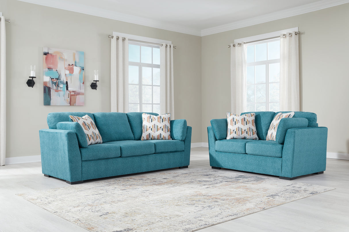 Furniture City Houma - Ashley Furniture - Keerwick Sofa and Loveseat - Sofa and Loveseat / Teal - 67507U1
