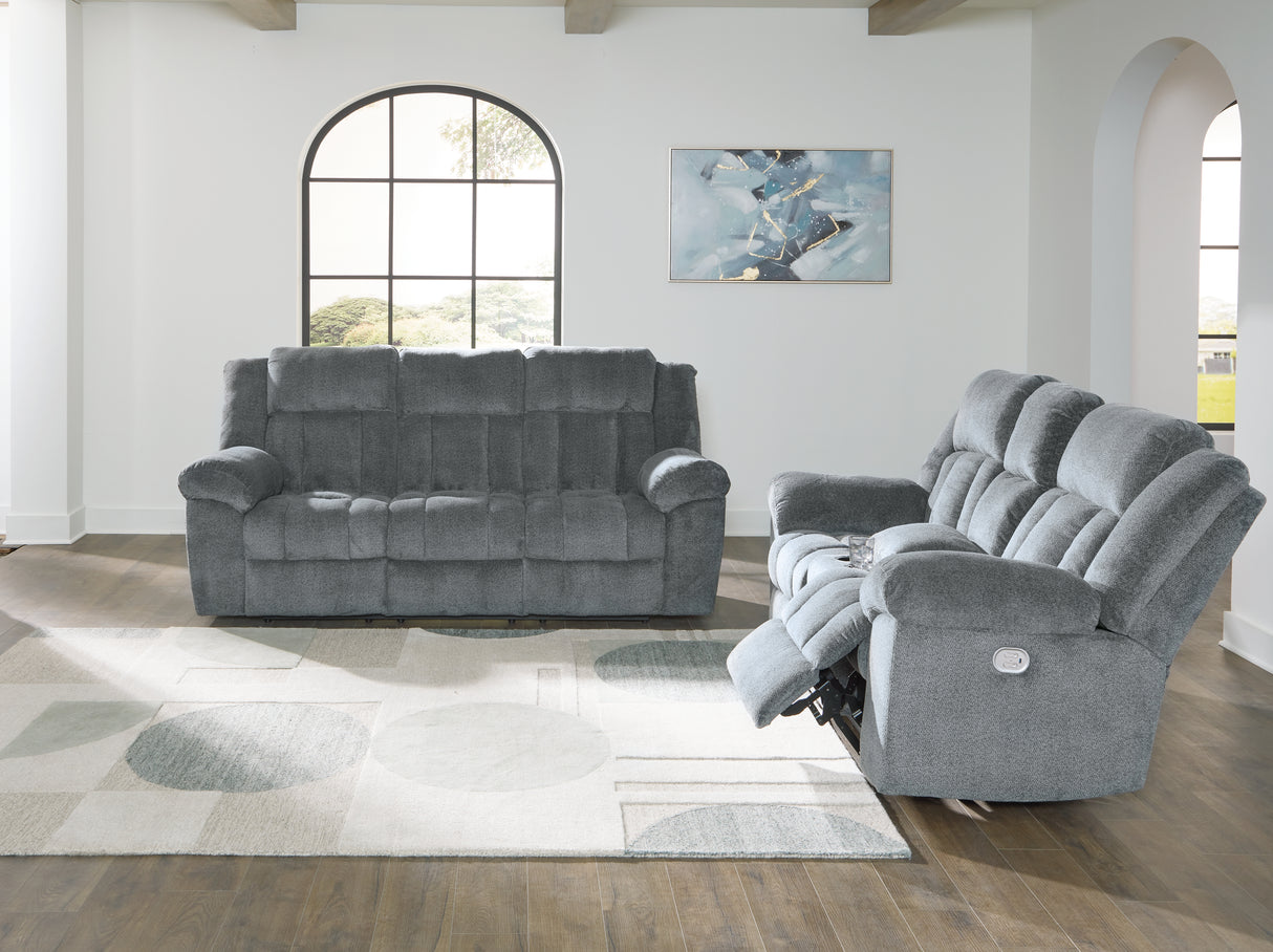 Furniture City Houma - Ashley Furniture - Tip-Off Power Reclining Sofa and Loveseat - Power Reclining Sofa and Loveseat / Slate - 69304U1