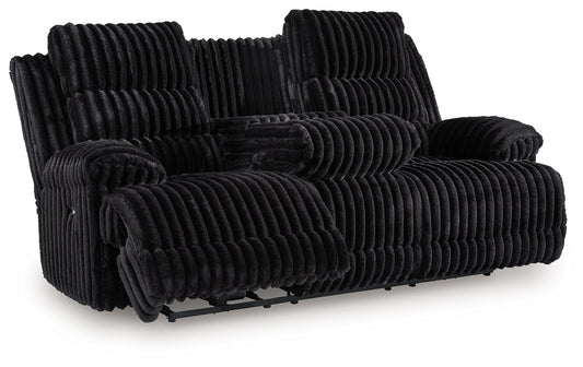Rhine Falls - Reclining Power Sofa With Drop Down Table - Onyx