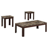 Furniture City Houma - Coaster - Rhodes 3-piece Faux Marble Top Coffee Table Set Brown - 700395