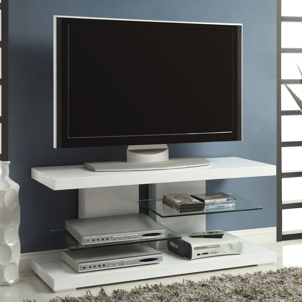 Cogswell 2-shelf Wood 47-inch TV Stand White High Gloss