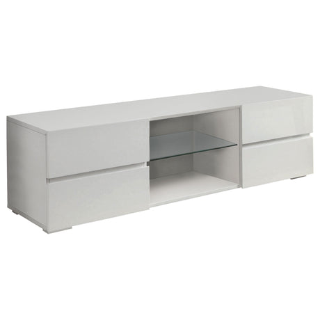 Furniture City Houma - Coaster - Galvin 4-drawer Wood 55-inch TV Stand White High Gloss - 700825