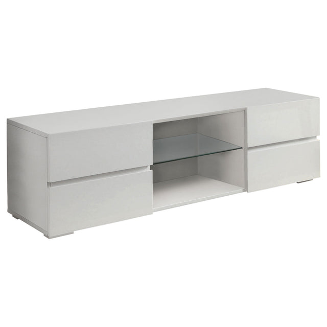 Furniture City Houma - Coaster - Galvin 4-drawer Wood 55-inch TV Stand White High Gloss - 700825