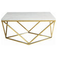 Furniture City Houma - Coaster - Meryl Square Faux Marble Top Coffee Table White and Gold - 700846