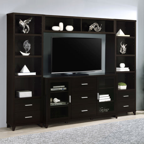 Furniture City Houma - Coaster - Lewes 4-piece 60-inch TV Entertainment Center Cappuccino - 700881-S4
