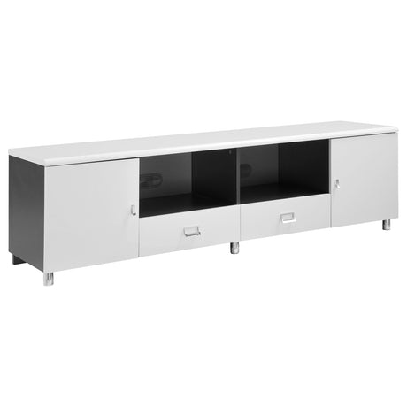 Furniture City Houma - Coaster - Burkett 2-door Engineered Wood 71-inch TV Stand White High Gloss - 700910