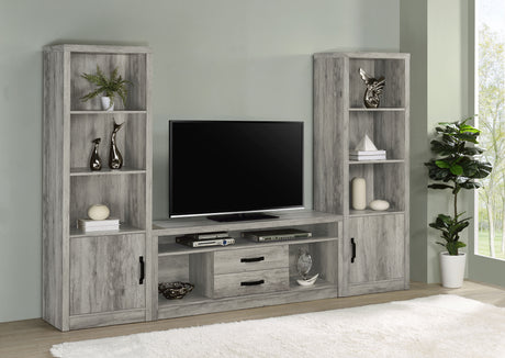 Furniture City Houma - Coaster - Burke 3-piece 59-inch TV Entertainment Center Grey Driftwood - 701024-SET