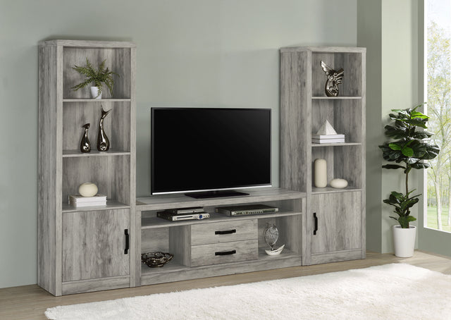 Furniture City Houma - Coaster - Burke 3-piece 59-inch TV Entertainment Center Grey Driftwood - 701024-SET