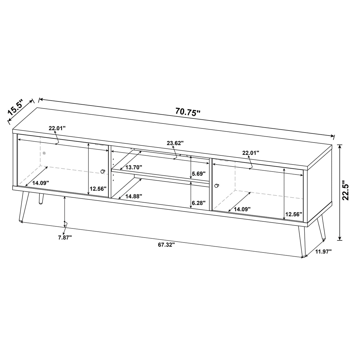 Allie 2-door Engineered Wood 71-inch TV Stand Distressed Pine