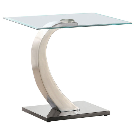 Furniture City Houma - Coaster - Pruitt Rectangular Glass Top Metal End Table Satin Silver - 701237
