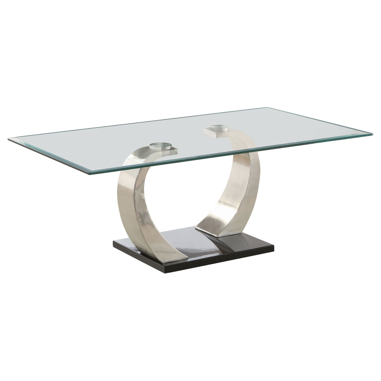 Furniture City Houma - Coaster - Pruitt Rectangular Glass Top Metal Coffee Table Satin Silver - 701238
