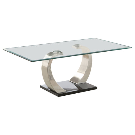 Furniture City Houma - Coaster - Pruitt Rectangular Glass Top Metal Coffee Table Satin Silver - 701238