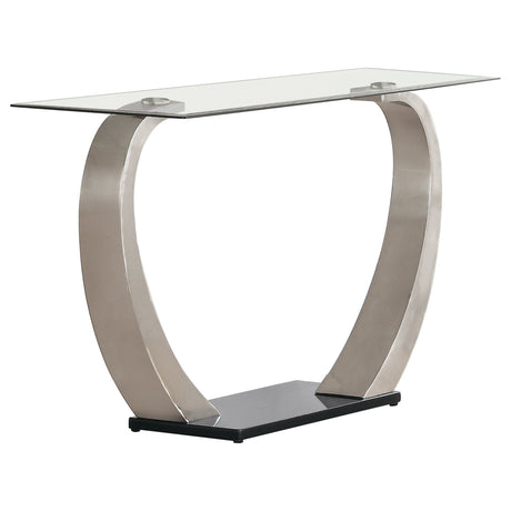 Furniture City Houma - Coaster - Pruitt Glass Top Metal Base Console Table Satin Silver - 701239