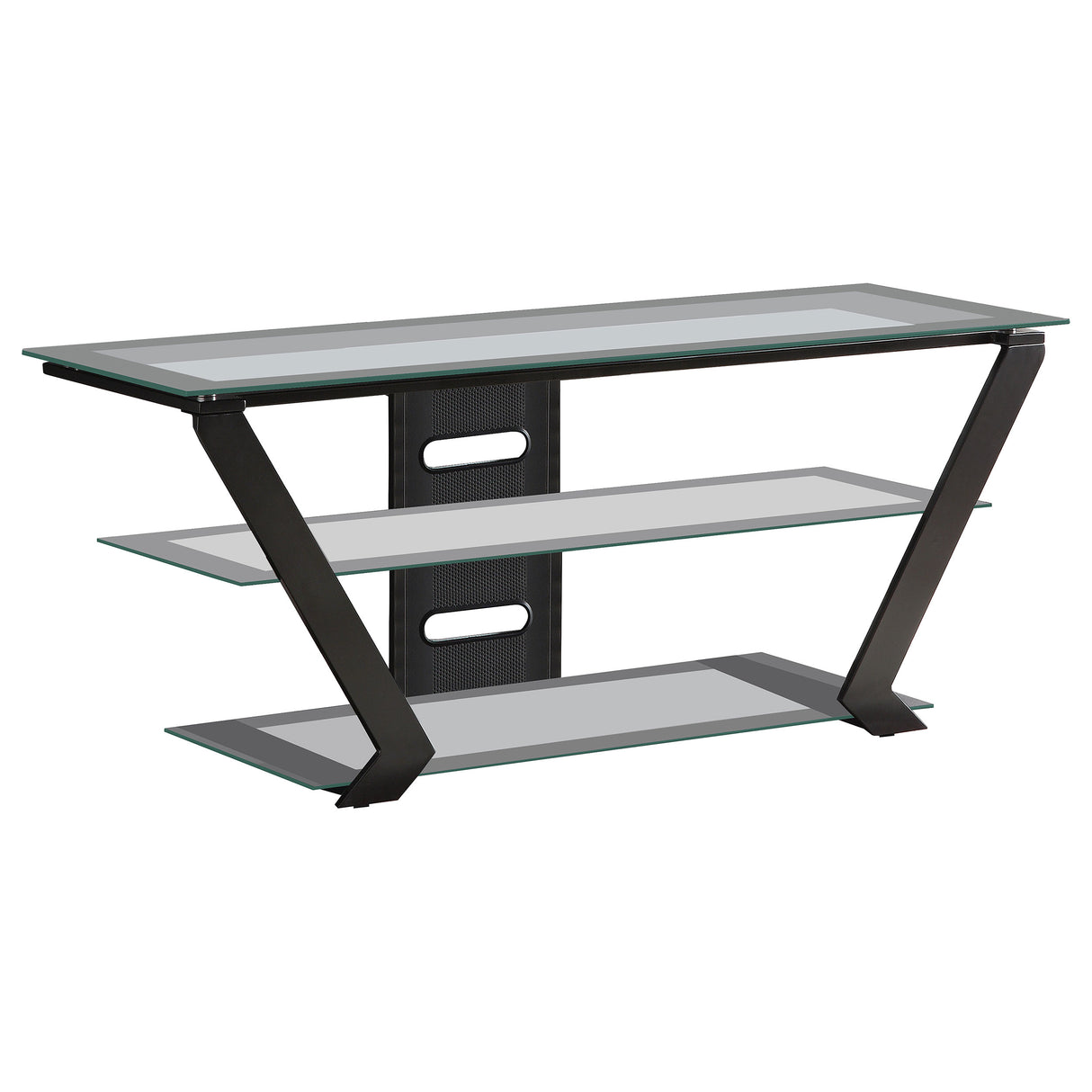 Furniture City Houma - Coaster - Donlyn 2-tier Metal 50-inch TV Stand with Glass Shelves Black - 701370