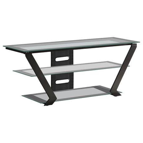 Furniture City Houma - Coaster - Donlyn 2-tier Metal 50-inch TV Stand with Glass Shelves Black - 701370
