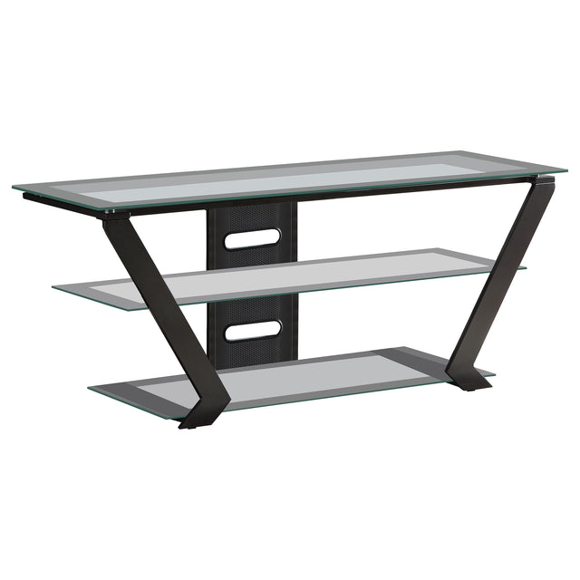 Furniture City Houma - Coaster - Donlyn 2-tier Metal 50-inch TV Stand with Glass Shelves Black - 701370