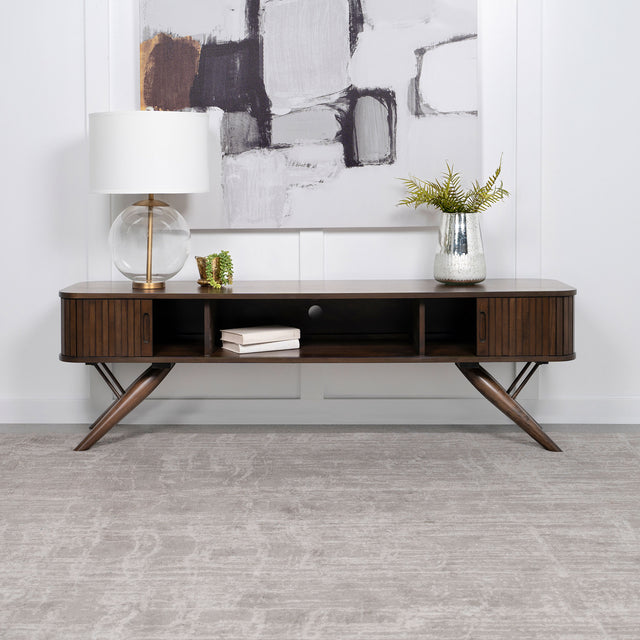Furniture City Houma - Coaster - Valna Wood 71-inch TV Stand with Sliding Doors Walnut - 701713