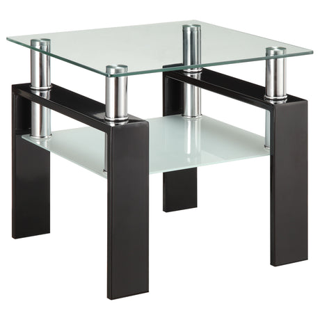 Furniture City Houma - Coaster - Dyer 1-shelf Square Glass Top Side End Table Black - 702287