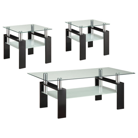 Furniture City Houma - Coaster - Dyer 3-piece Rectangular Coffee and End Table Set Black - 702288-S3