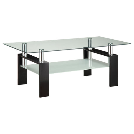 Furniture City Houma - Coaster - Dyer 1-shelf Rectangular Glass Top Coffee Table Black - 702288