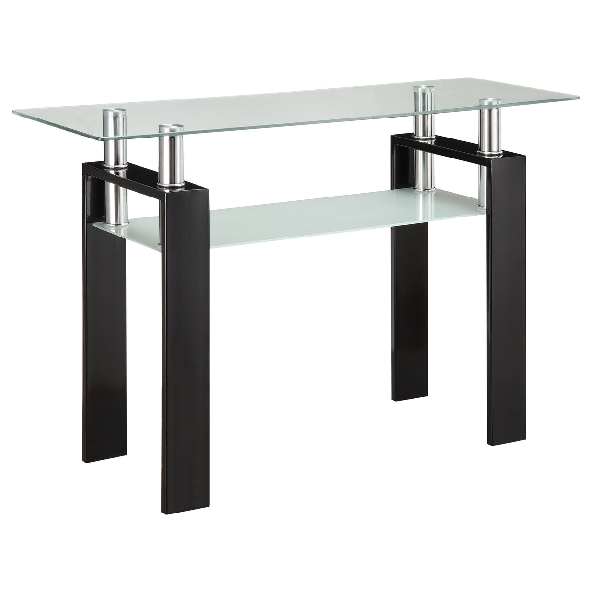 Furniture City Houma - Coaster - Dyer Rectangular Glass Top Entryway Sofa Console Table Black - 702289