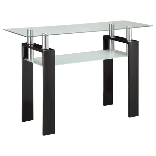 Furniture City Houma - Coaster - Dyer Rectangular Glass Top Entryway Sofa Console Table Black - 702289
