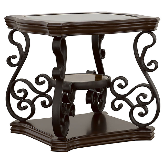 Furniture City Houma - Coaster - Laney 1-shelf Glass Top Rectangular End Table Deep Merlot - 702447