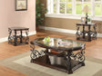 Furniture City Houma - Coaster - Laney 3-piece Glass Top Coffee and End Table Set Dark Merlot - 702448-S3