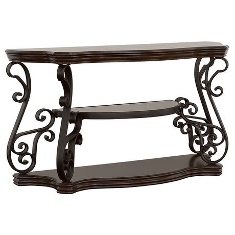Furniture City Houma - Coaster - Laney Scrollwork Entryway Sofa Console Table Deep Merlot - 702449