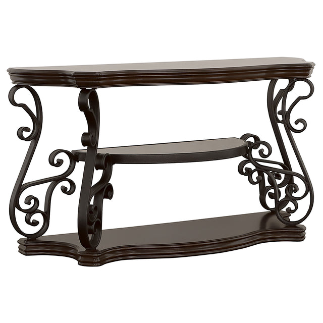 Furniture City Houma - Coaster - Laney Scrollwork Entryway Sofa Console Table Deep Merlot - 702449