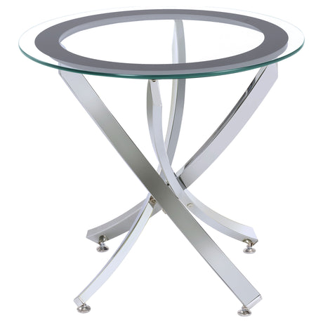 Furniture City Houma - Coaster - Brooke Round Glass Top Side End Table Metal Base Chrome - 702587