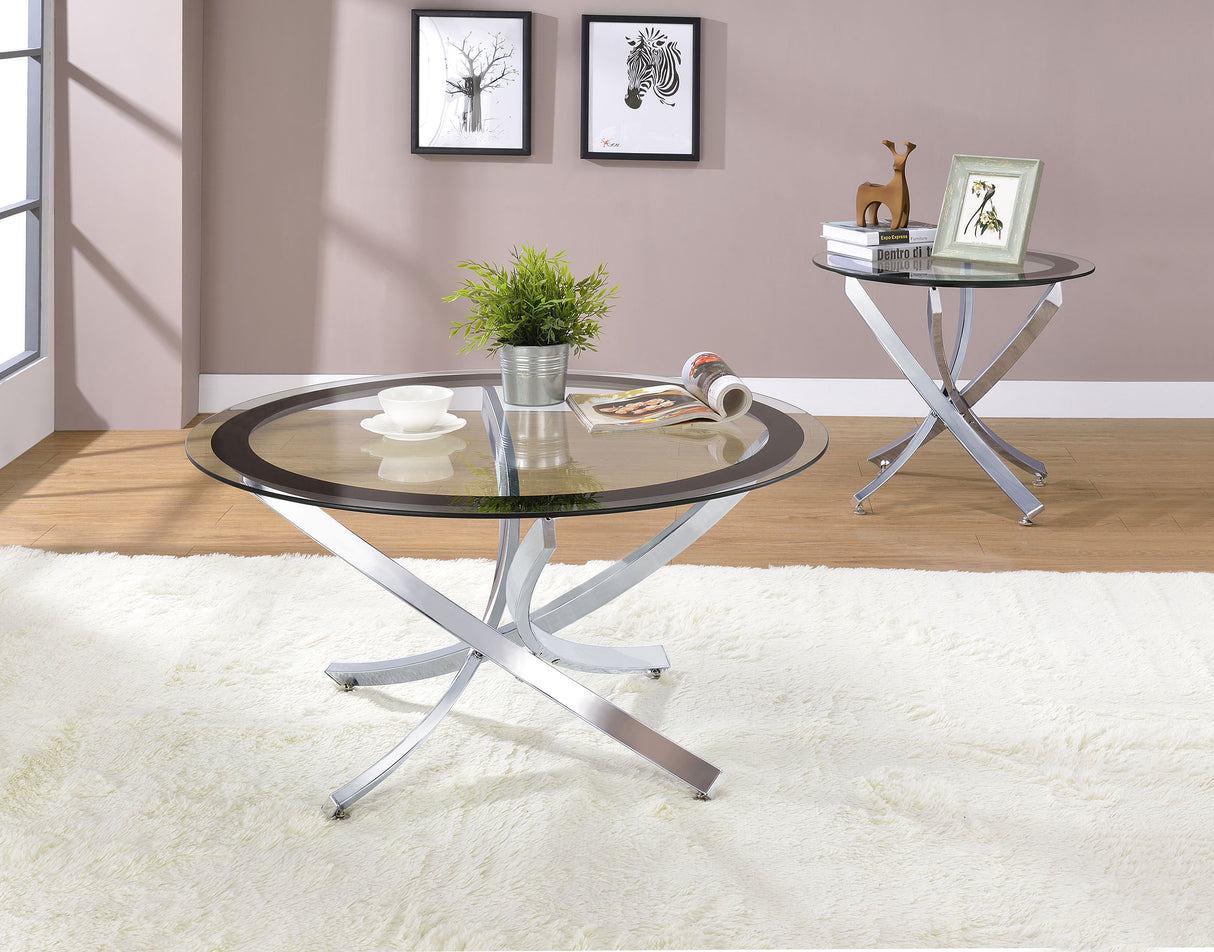 Furniture City Houma - Coaster - Brooke 2-piece Round Coffee and End Table Set Chrome - 702588-S2