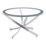 Brooke 2-piece Round Coffee and End Table Set Chrome