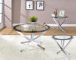 Furniture City Houma - Coaster - Brooke 3-piece Round Coffee and End Table Set Chrome - 702588-S3