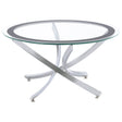 Furniture City Houma - Coaster - Brooke Round Glass Top Coffee Table Metal Base Chrome - 702588