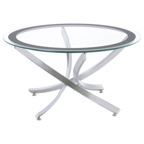 Furniture City Houma - Coaster - Brooke Round Glass Top Coffee Table Metal Base Chrome - 702588