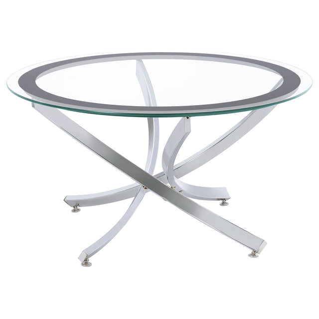 Furniture City Houma - Coaster - Brooke Round Glass Top Coffee Table Metal Base Chrome - 702588