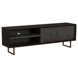 Furniture City Houma - Coaster - Marsden 2-door Mango Wood 70-inch TV Stand Charcoal Black - 703003