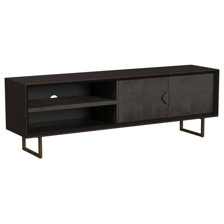 Furniture City Houma - Coaster - Marsden 2-door Mango Wood 70-inch TV Stand Charcoal Black - 703003