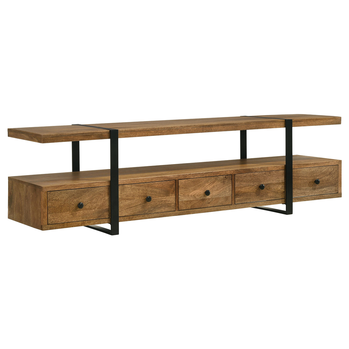 Furniture City Houma - Coaster - Otto 5-drawer Mango Wood 70-inch TV Stand Media Console Brown - 703243