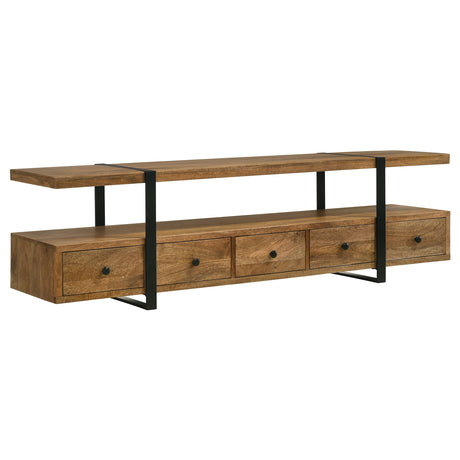 Furniture City Houma - Coaster - Otto 5-drawer Mango Wood 70-inch TV Stand Media Console Brown - 703243