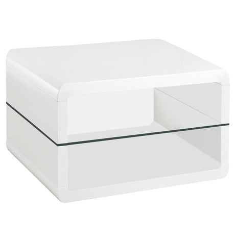 Furniture City Houma - Coaster - Elana 1-shelf Rectangular Side End Table White High Gloss - 703267