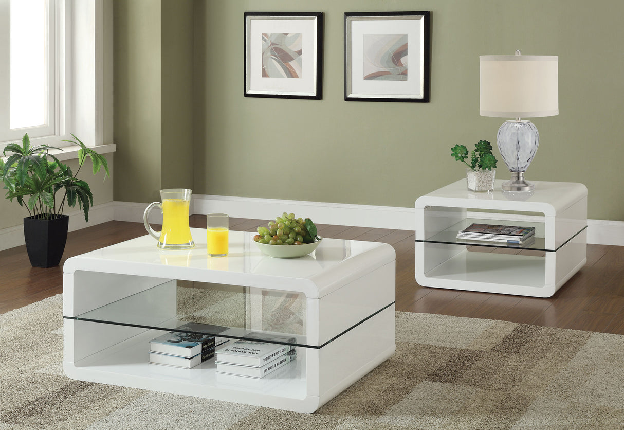 Furniture City Houma - Coaster - Elana 2-piece Coffee and End Table Set White High Gloss - 703268-S2